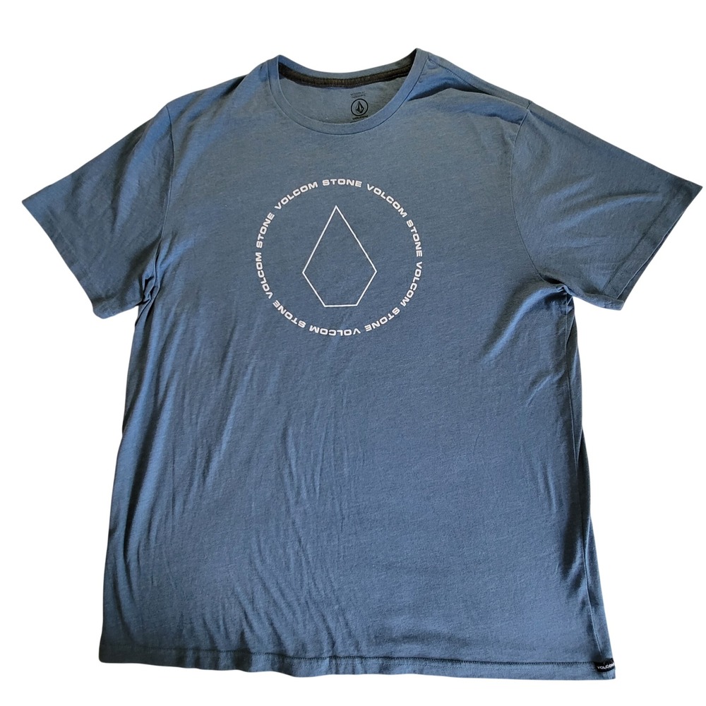 Volcom Graphic T-Shirt Mens XXL Blue Modern Fit Stone Logo‎ Short Sleeve